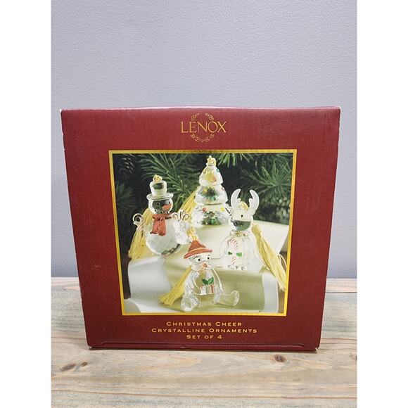 LENOX - BRAND NEW - Set of 4 CHRISTMAS CHEER Crystalline Ornaments, 3" Tall - Picture 1 of 13